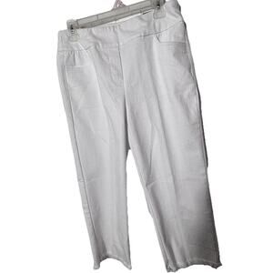 Alfred dunner capri pants white Sz 6P NWT Fringed hem Coastal Grandma Beach